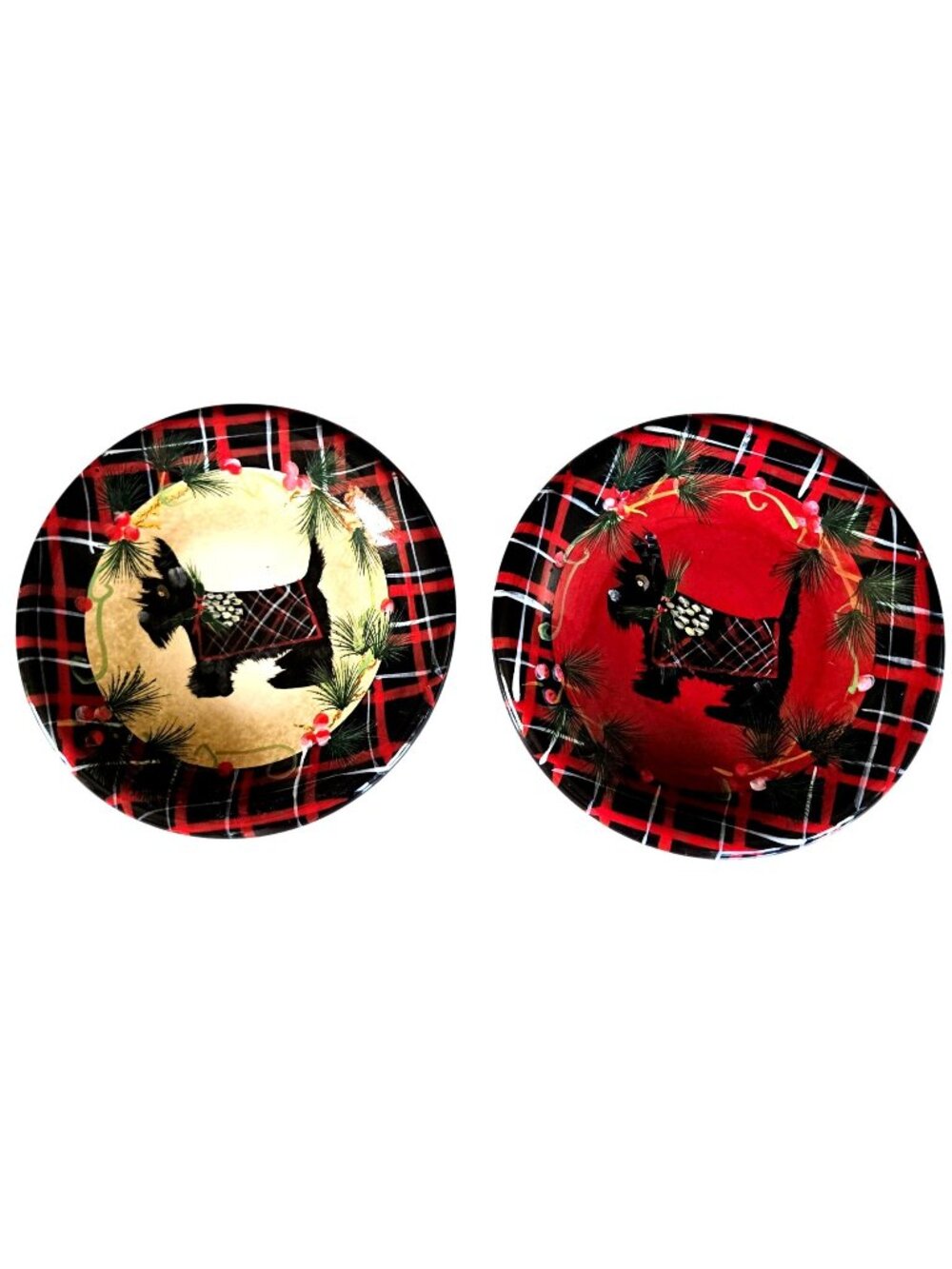 Certified International Scottie Dog Christmas Plates By Patricia Brubaker READ